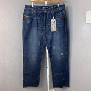 Fe Foeyal Medium Vintage Wash Men's 5 Pocket Distressed Jeans Size 38x31 NWT